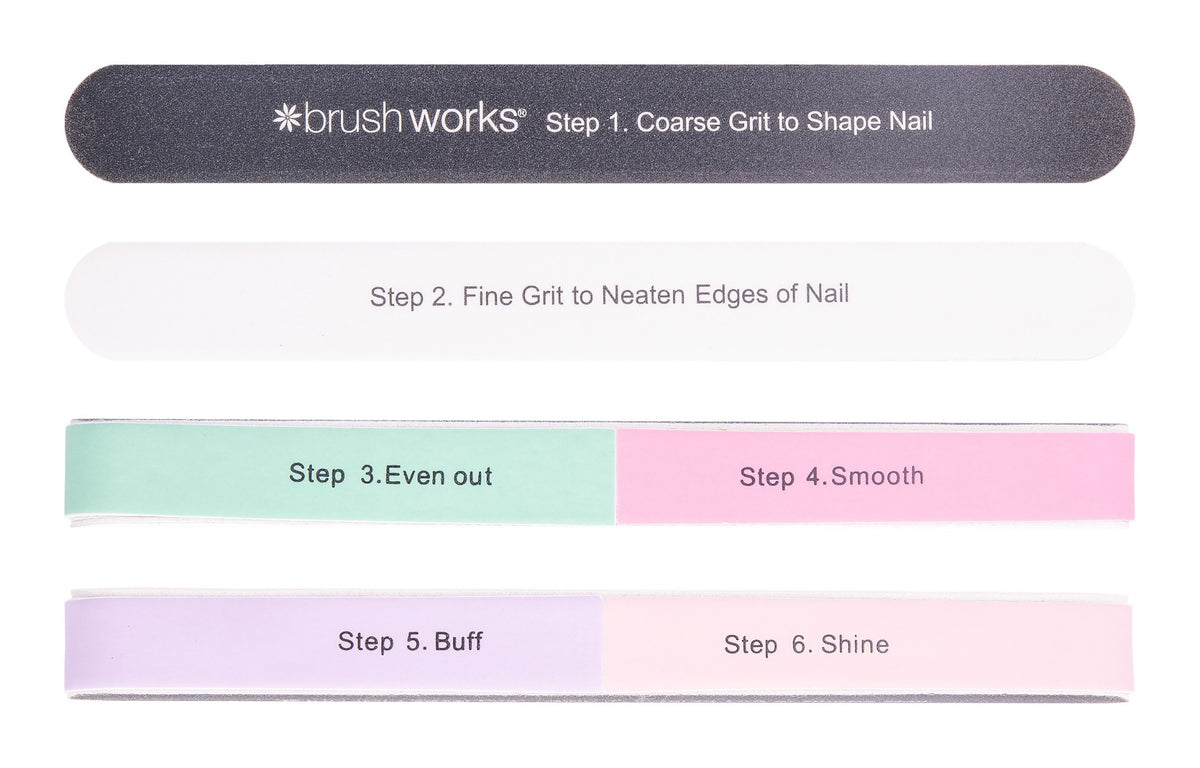Pila pentru unghii Brushworks cu 6 parti - Forma & Stralucire