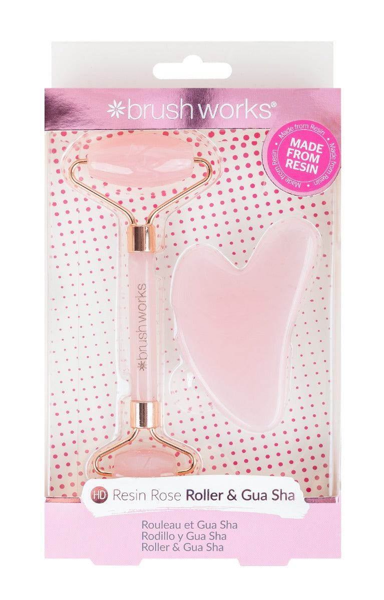 Brushworks Roller pentru fata & Gua Sha Roz