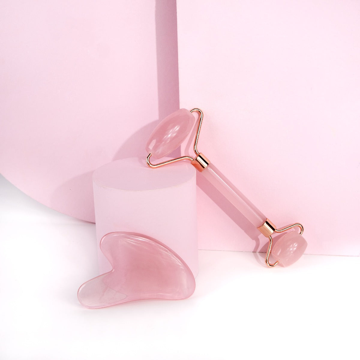Brushworks Roller pentru fata & Gua Sha Roz