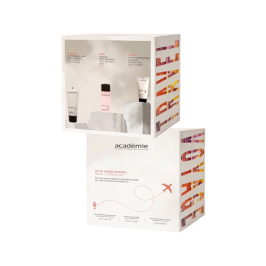Set de fata Academie Kit Coffret Travel de Voyage Essentiel pentru ten sensibil 50ml+40ml+15ml