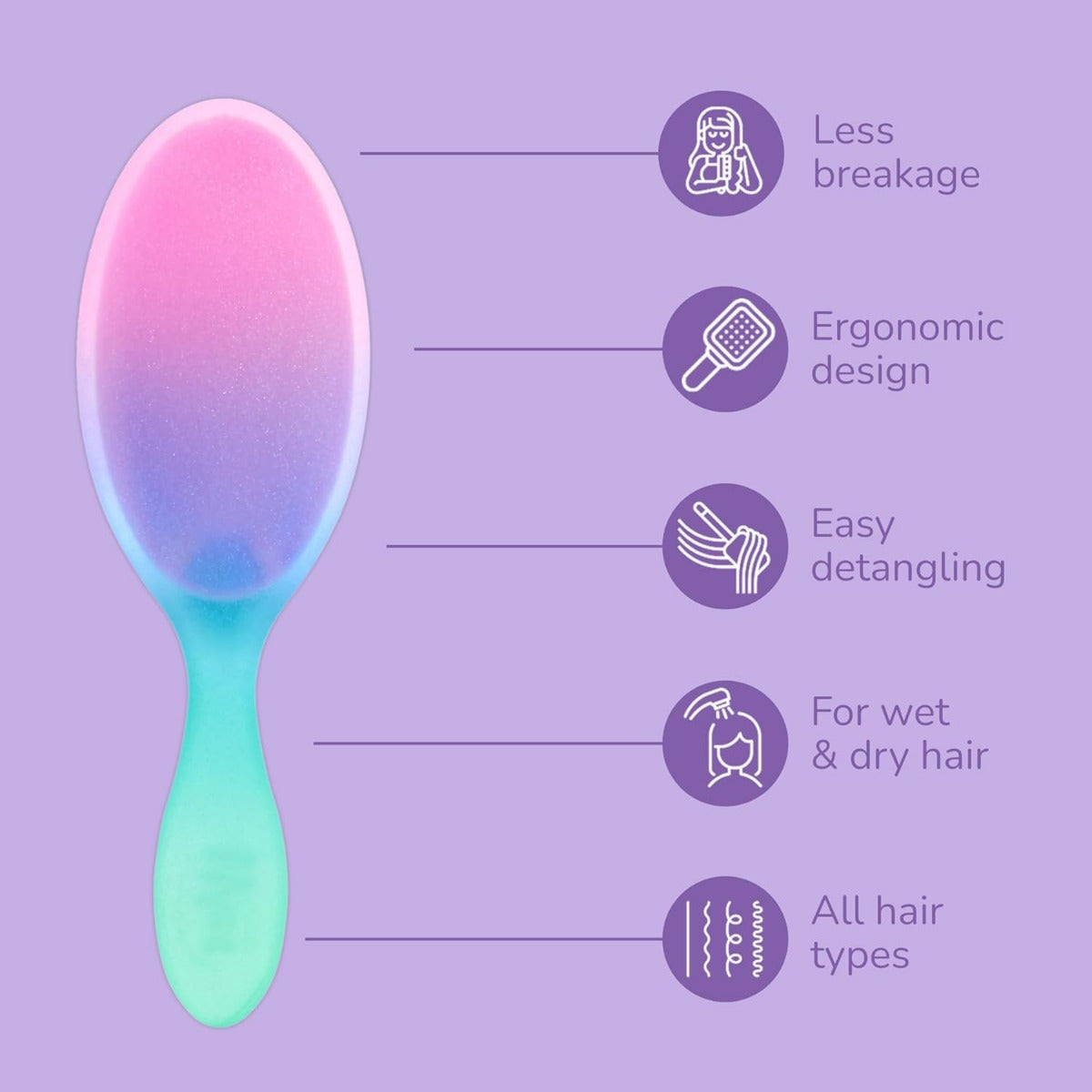 Perie de par Wet Brush Original Electric Sky pentru descurcare Mov