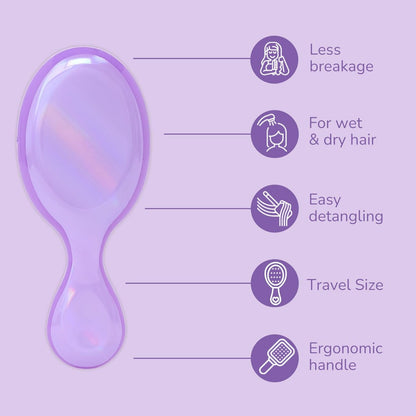 Perie de par Wet Brush Mini Original Detangler Prisma Glow pentru descurcare Mov
