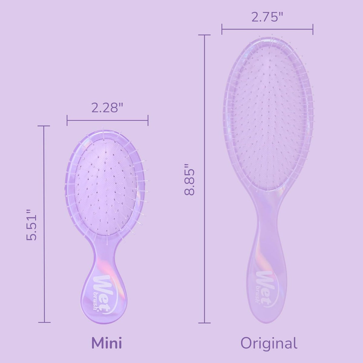 Perie de par Wet Brush Mini Original Detangler Prisma Glow pentru descurcare Mov