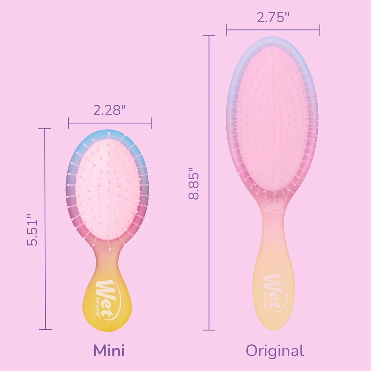 Perie de par Wet Brush Mini Original Electric Sky pentru descurcare Roz