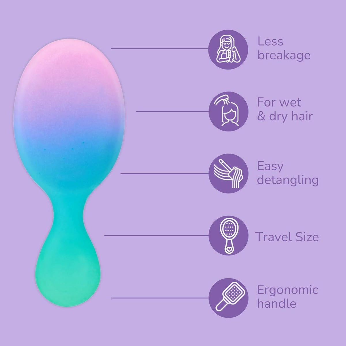 Perie de par Wet Brush Mini Original Electric Sky pentru descurcare Mov