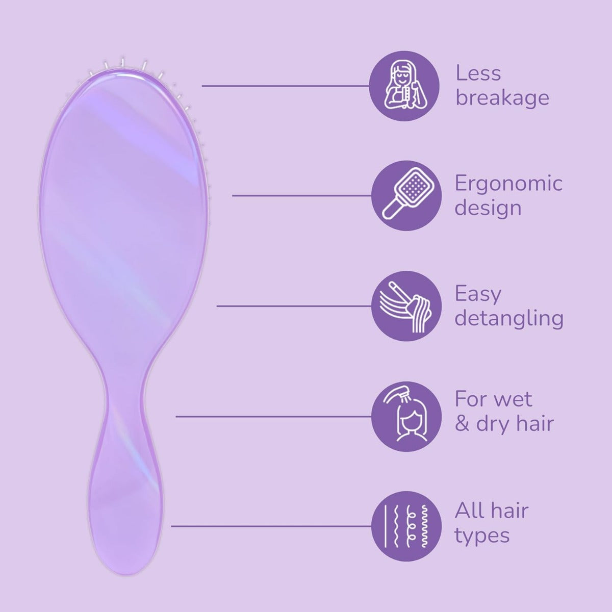 Perie de par Wet Brush Original Prisma Glow pentru descurcare Mov